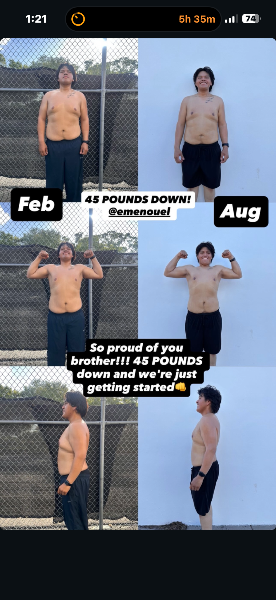 Manny 45 pound transformation